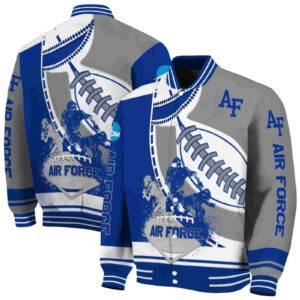 air force falcons baseball stitching grey white jacket fashion forward