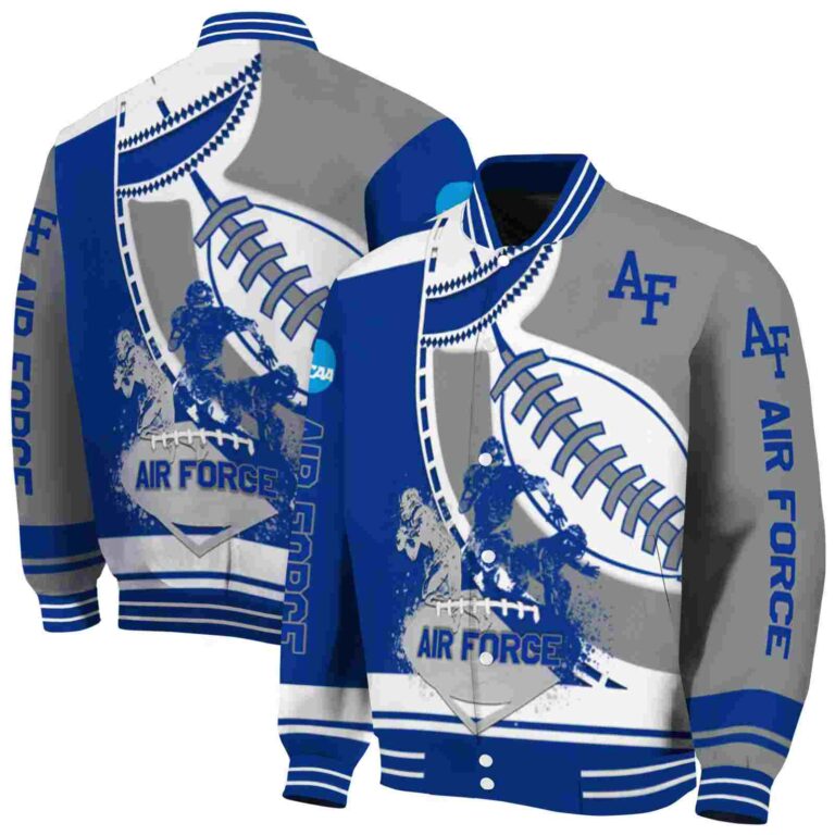 air force falcons baseball stitching grey white jacket fashion forward