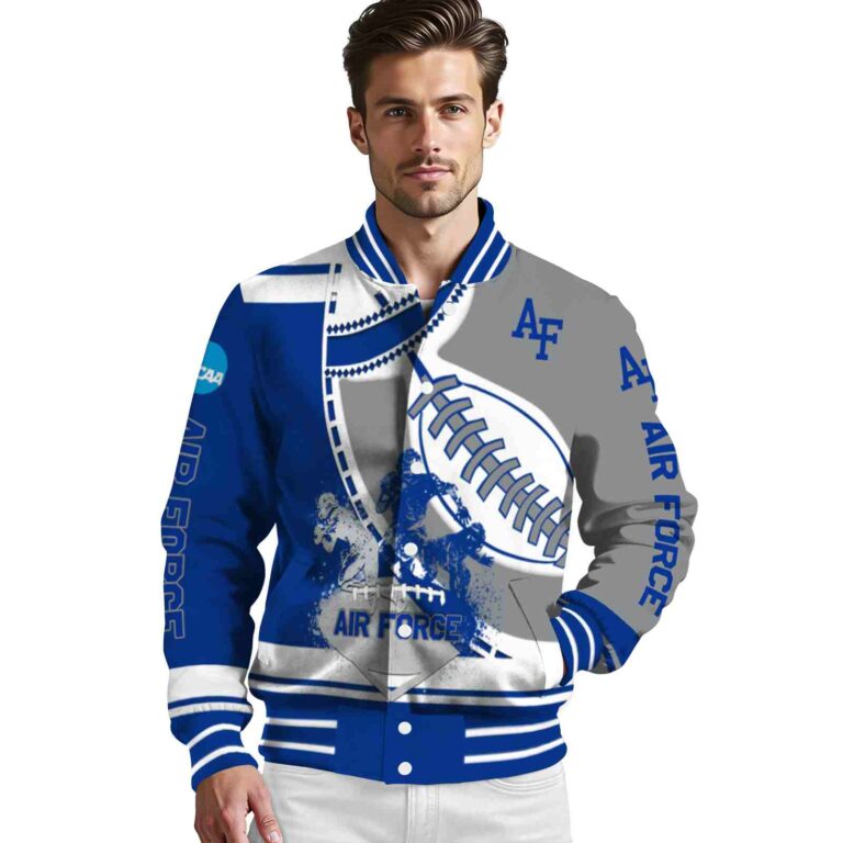 air force falcons baseball stitching grey white jacket high quality