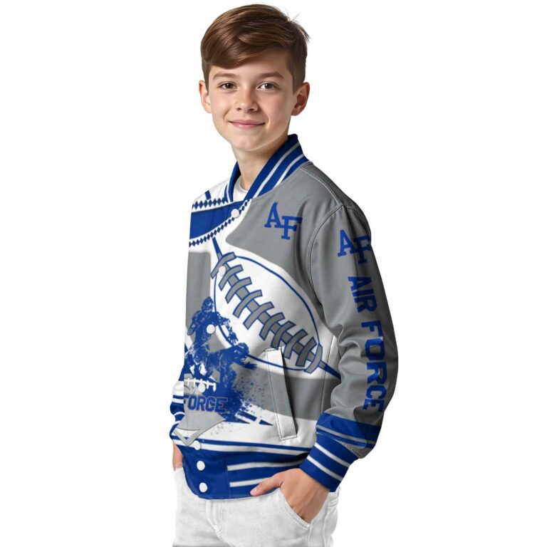 air force falcons baseball stitching grey white jacket trendy