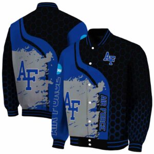 air force falcons hexagonal pattern blue black jacket fashion forward