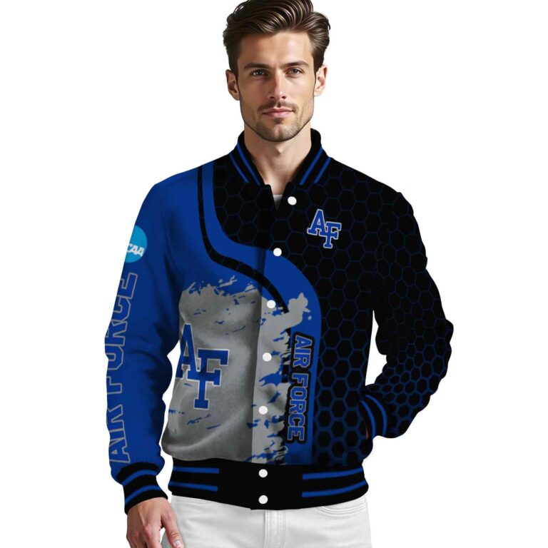 air force falcons hexagonal pattern blue black jacket high quality