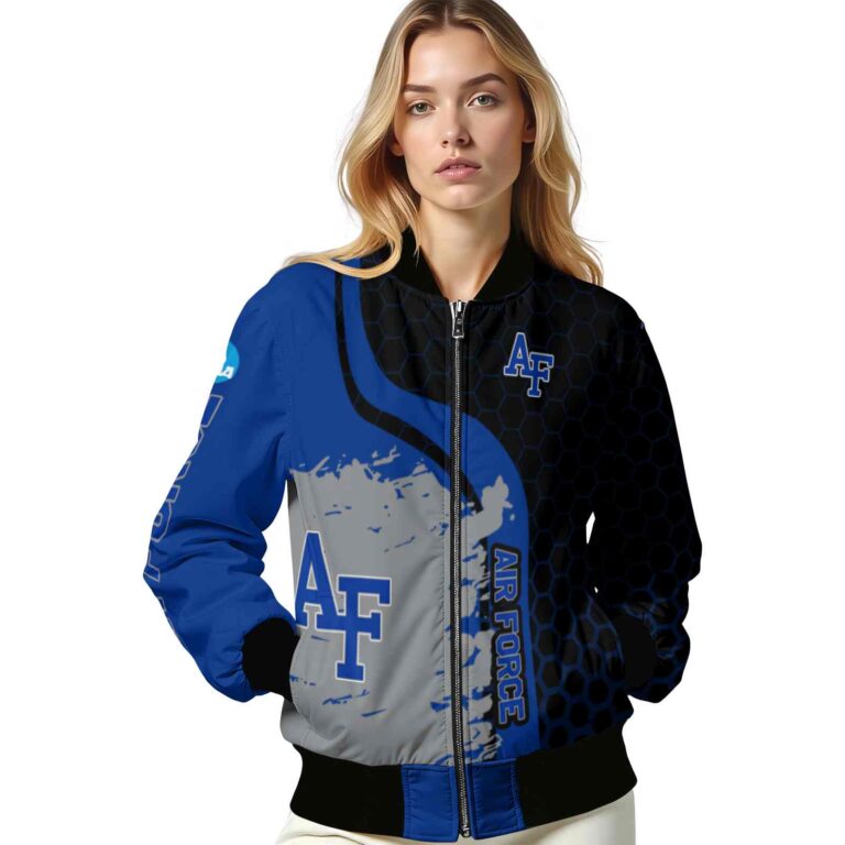 air force falcons hexagonal pattern blue black jacket latest model