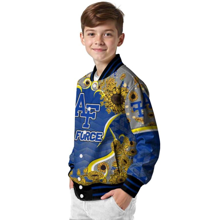 air force falcons sunflower bloom blue yellow jacket trendy