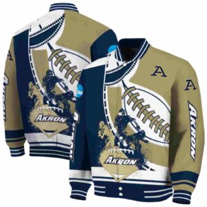 akron zips baseball stitching gold white jacket fashion forward