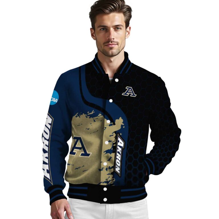 akron zips hexagonal pattern blue black jacket high quality