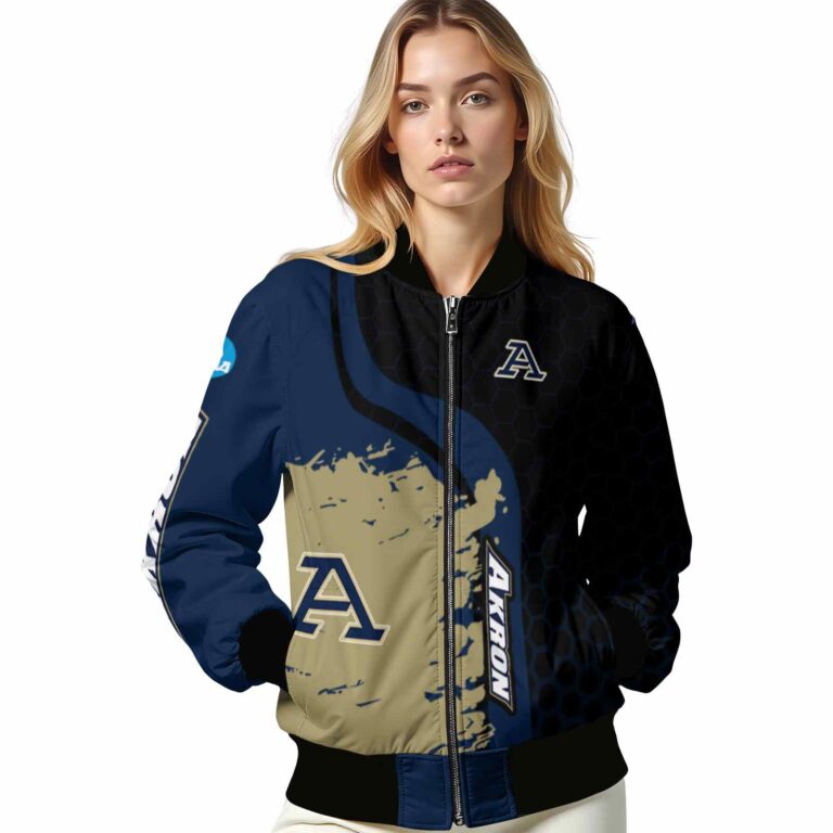 akron zips hexagonal pattern blue black jacket latest model