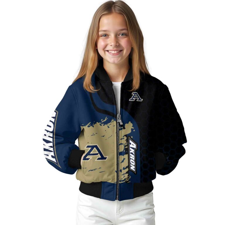 akron zips hexagonal pattern blue black jacket top rated