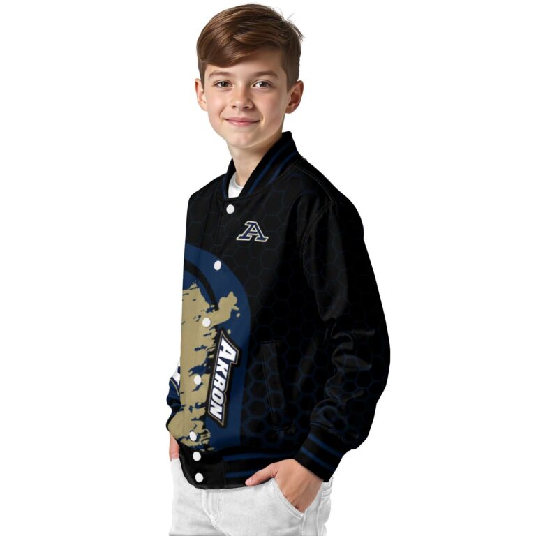 akron zips hexagonal pattern blue black jacket trendy