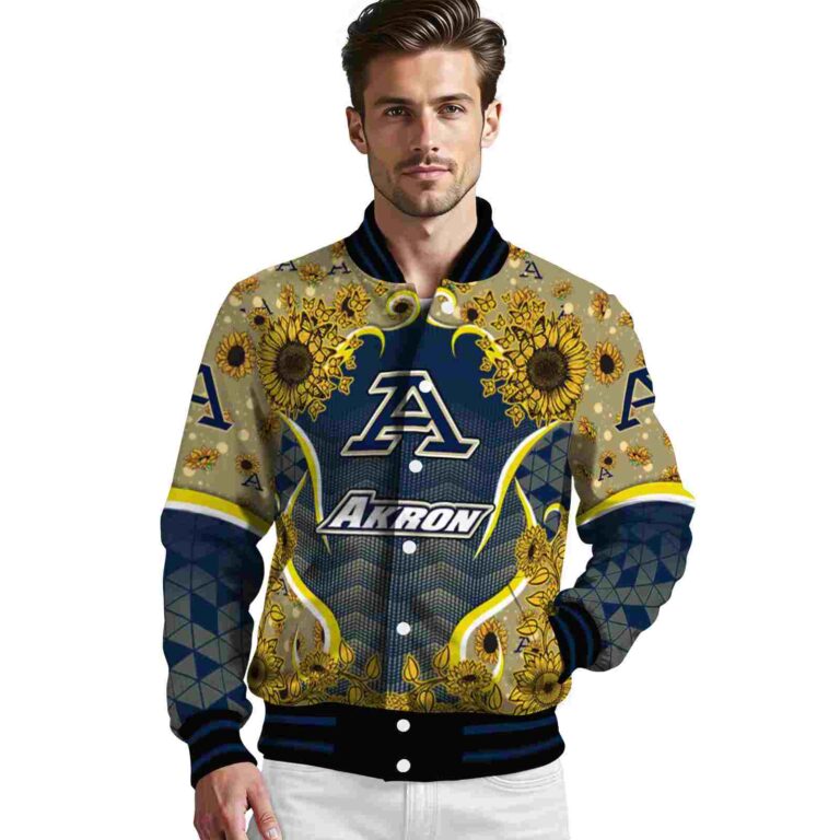 akron zips sunflower bloom blue yellow jacket high quality