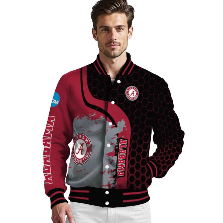 alabama crimson tide hexagonal pattern crimson black jacket high quality