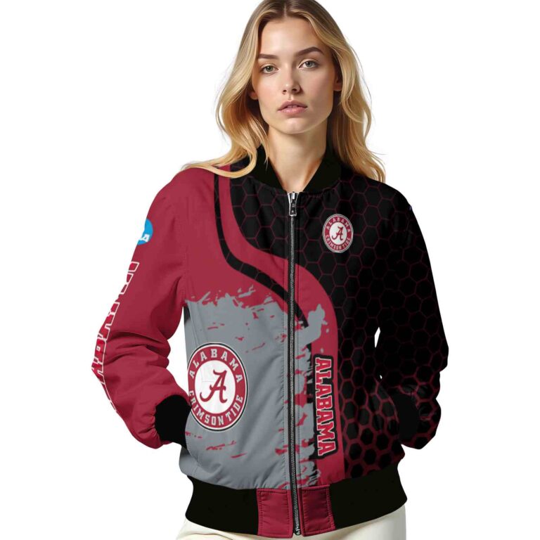 alabama crimson tide hexagonal pattern crimson black jacket latest model