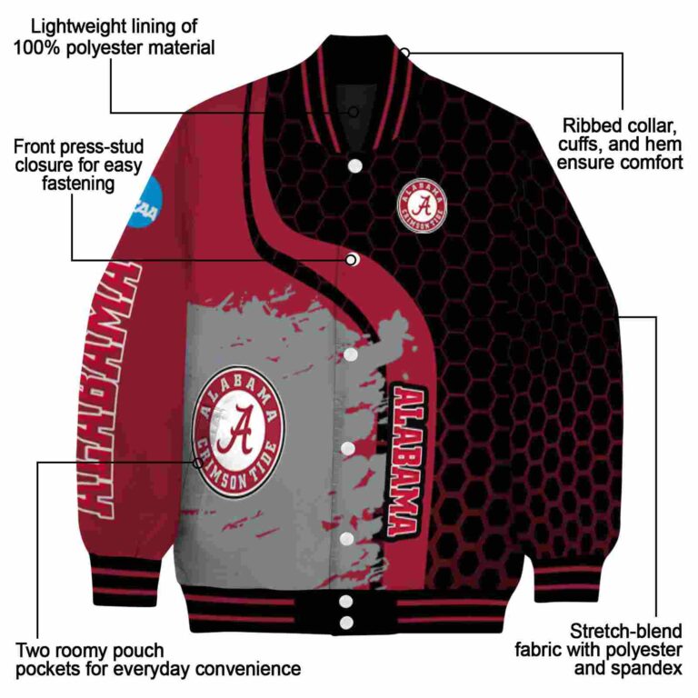 alabama crimson tide hexagonal pattern crimson black jacket new arrival