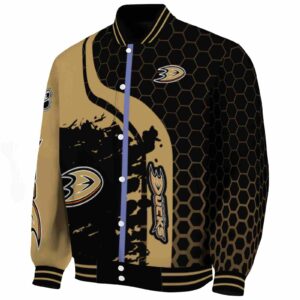 anaheim ducks hexagonal pattern gold black jacket best selling