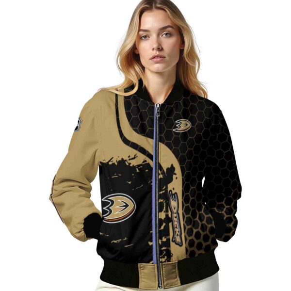 anaheim ducks hexagonal pattern gold black jacket latest model