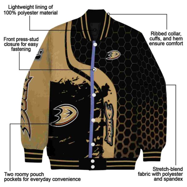 anaheim ducks hexagonal pattern gold black jacket new arrival