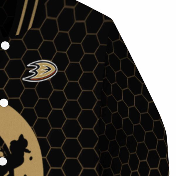 anaheim ducks hexagonal pattern gold black jacket premium grade