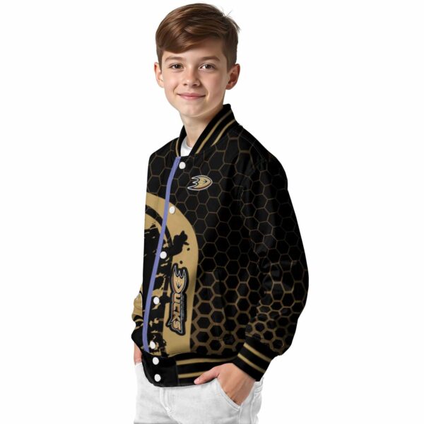 anaheim ducks hexagonal pattern gold black jacket trendy