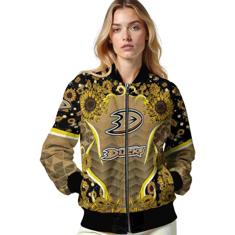 anaheim ducks sunflower bloom gold yellow jacket latest model