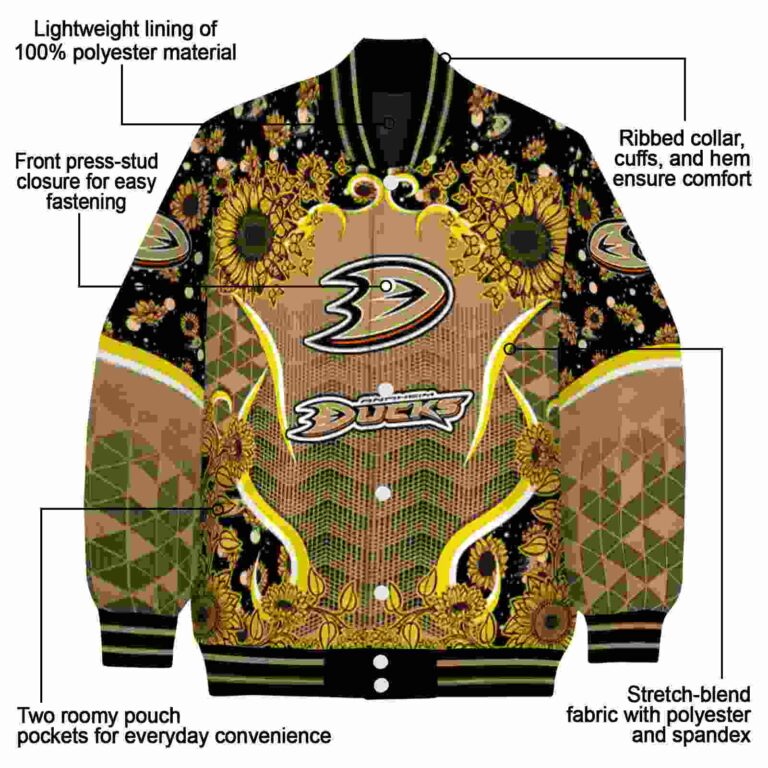 anaheim ducks sunflower bloom gold yellow jacket new arrival