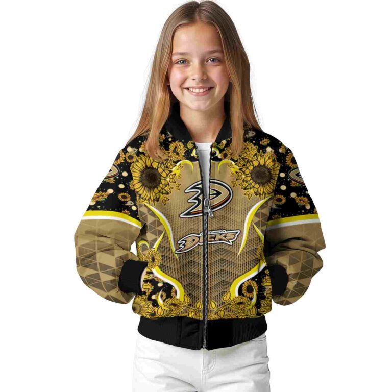 anaheim ducks sunflower bloom gold yellow jacket top rated