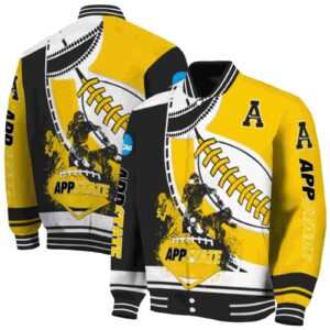 appalachian state mountaineers baseball stitching gold white jacket fashion forward
