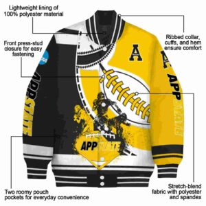 appalachian state mountaineers baseball stitching gold white jacket new arrival