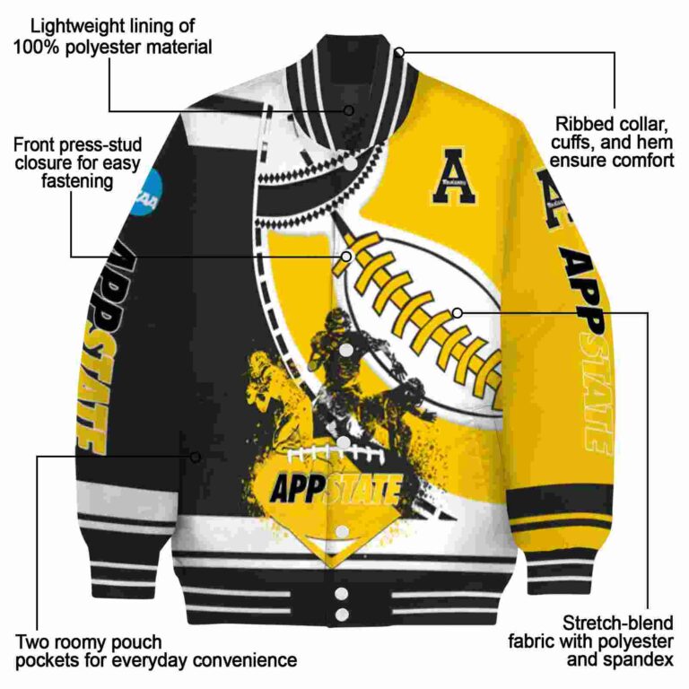 appalachian state mountaineers baseball stitching gold white jacket new arrival