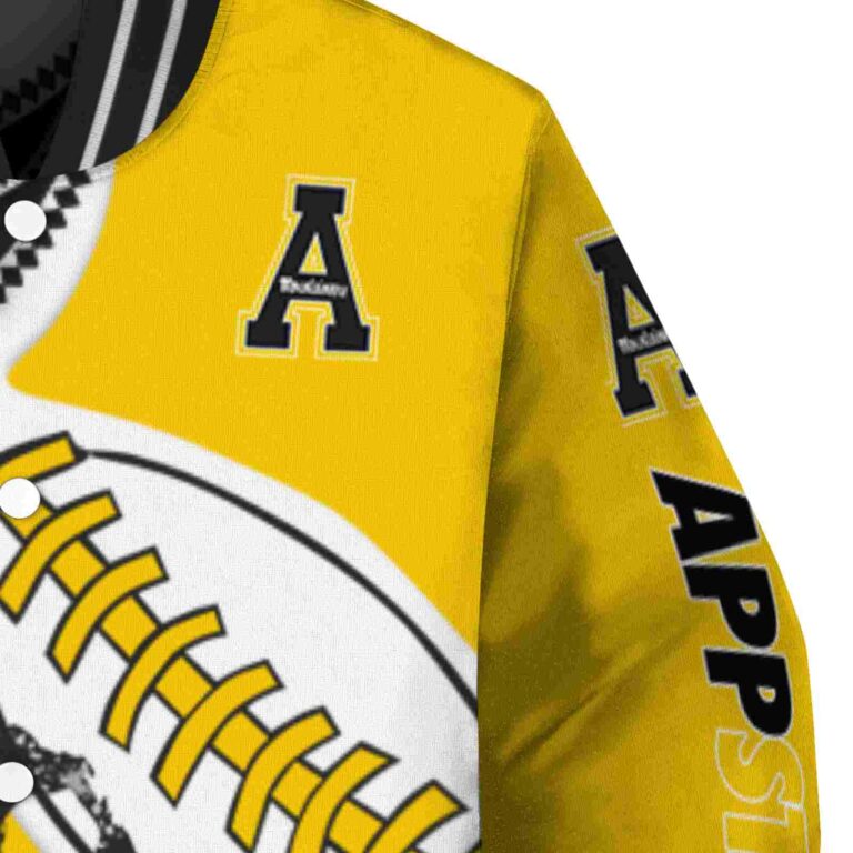 appalachian state mountaineers baseball stitching gold white jacket premium grade