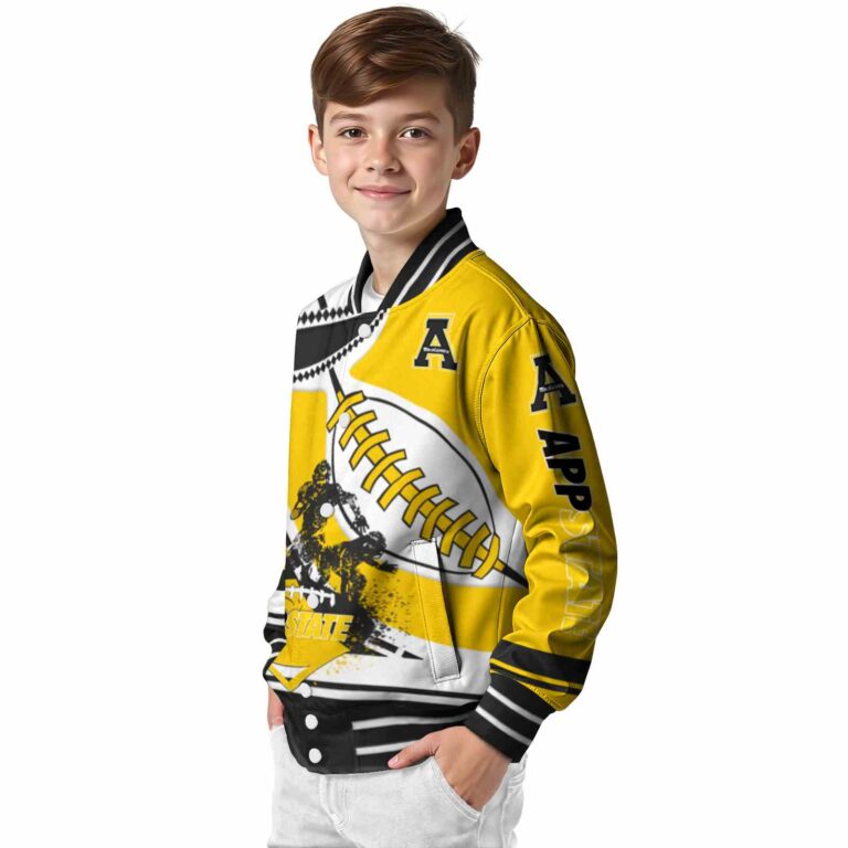 appalachian state mountaineers baseball stitching gold white jacket trendy
