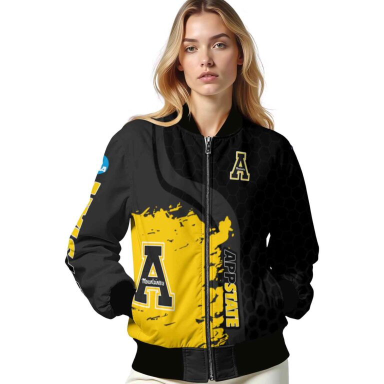 appalachian state mountaineers hexagonal pattern black jacket latest model