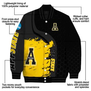 appalachian state mountaineers hexagonal pattern black jacket new arrival