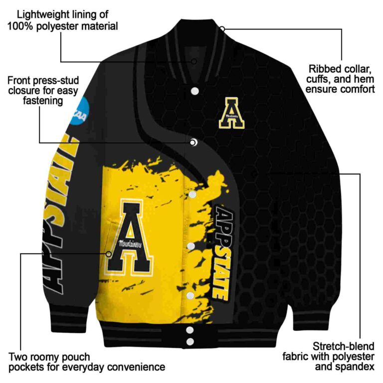appalachian state mountaineers hexagonal pattern black jacket new arrival