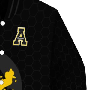 appalachian state mountaineers hexagonal pattern black jacket premium grade
