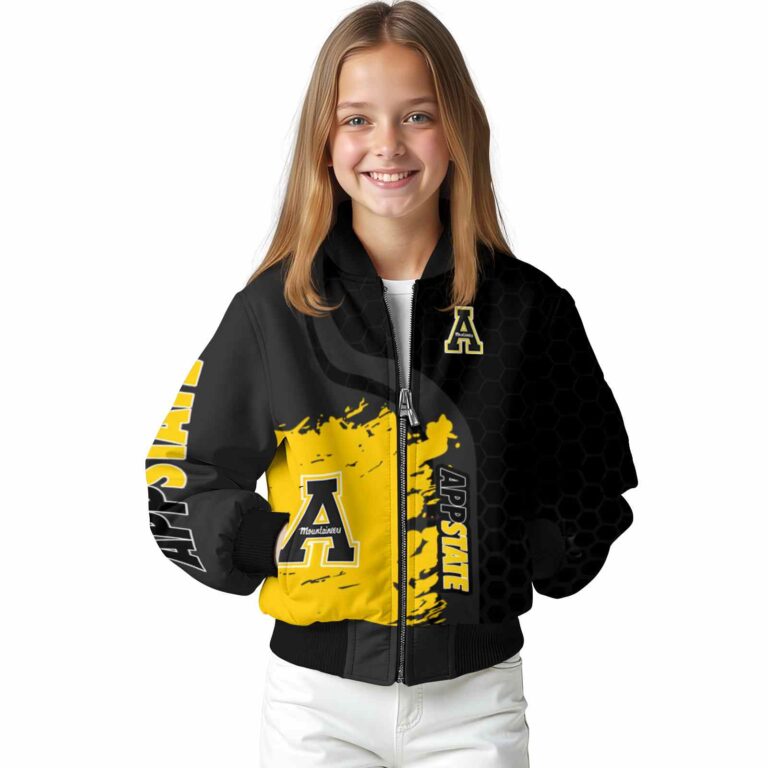 appalachian state mountaineers hexagonal pattern black jacket top rated