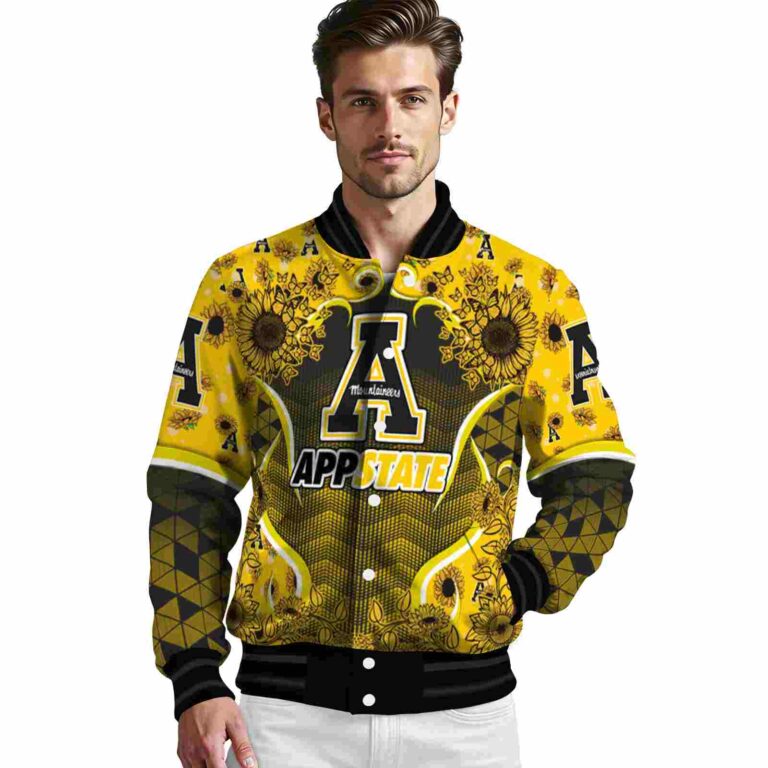 appalachian state mountaineers sunflower bloom black yellow jacket high quality
