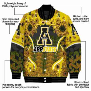 appalachian state mountaineers sunflower bloom black yellow jacket new arrival
