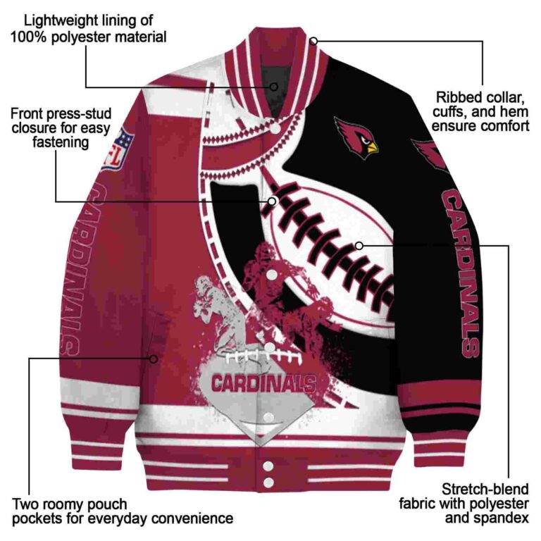 arizona cardinals baseball stitching black white jacket new arrival