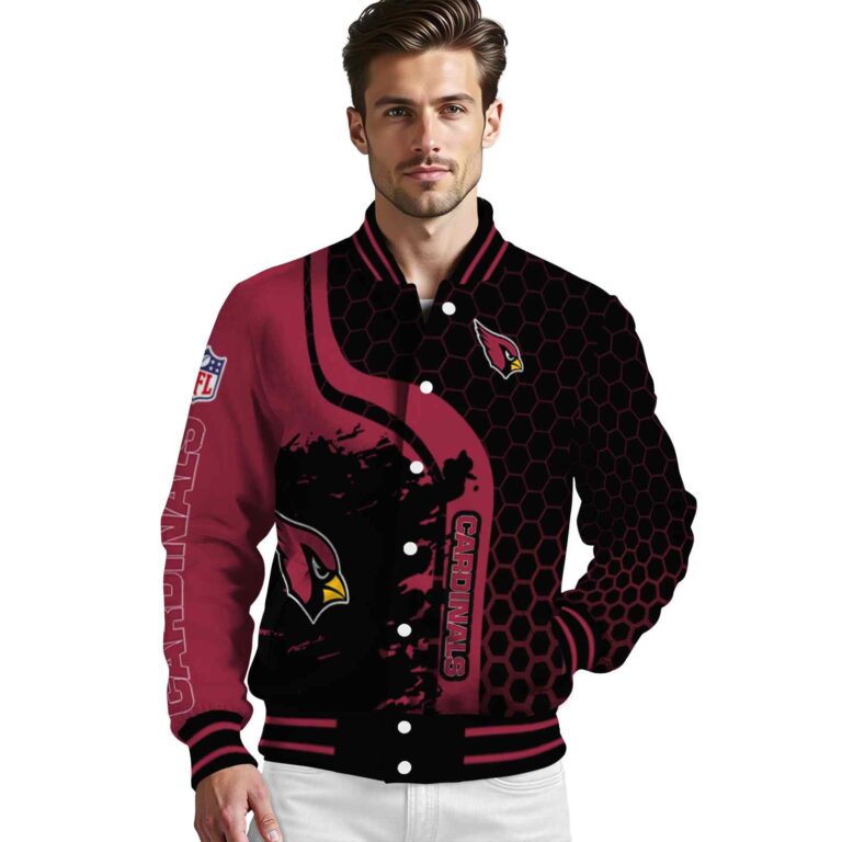 arizona cardinals hexagonal pattern red black jacket high quality