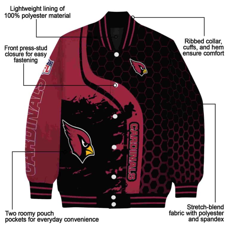 arizona cardinals hexagonal pattern red black jacket new arrival