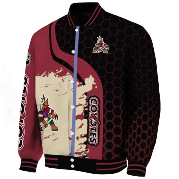 arizona coyotes hexagonal pattern red black jacket best selling