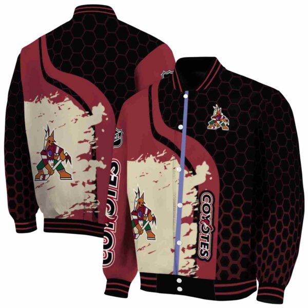 arizona coyotes hexagonal pattern red black jacket fashion forward
