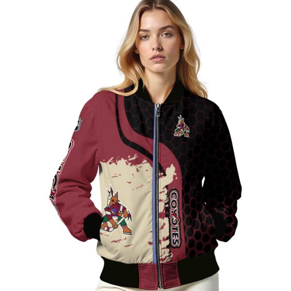 arizona coyotes hexagonal pattern red black jacket latest model