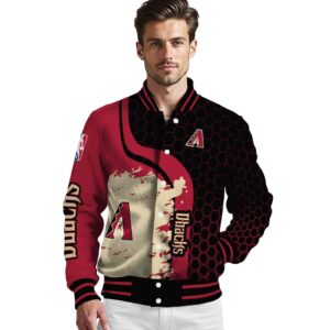 arizona diamondbacks hexagonal pattern red black jacket high quality