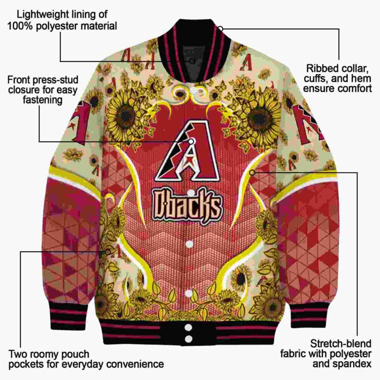 arizona diamondbacks sunflower bloom red yellow jacket new arrival