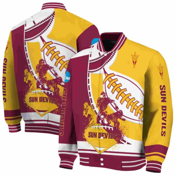 arizona state sun devils baseball stitching gold white jacket fashion forward