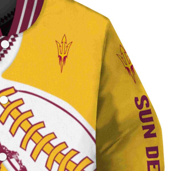 arizona state sun devils baseball stitching gold white jacket premium grade
