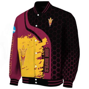 arizona state sun devils hexagonal pattern maroon black jacket best selling