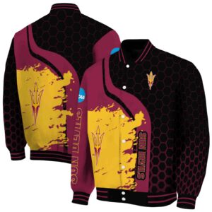 arizona state sun devils hexagonal pattern maroon black jacket fashion forward