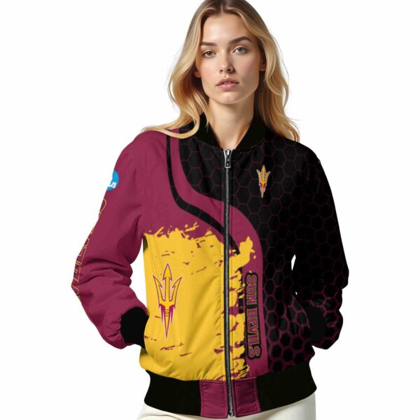 arizona state sun devils hexagonal pattern maroon black jacket latest model